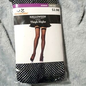 Halloween fishnet thigh highs